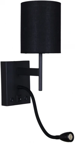 Настенный светильник с usb-портом Reluce 86210-9.2-001KT LED3W+E14 BK (220V, выключатель)