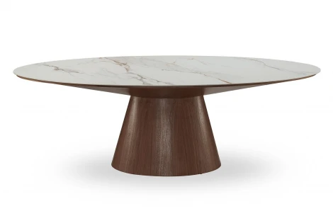 Стол DT2483 (230-110-76) глянцевая керамика КАРРАРА/орех ESF 5896