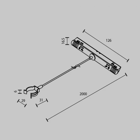 Коннектор с тросовым подвесом Tau в шинопровод Gravity, черный Maytoni Technical Accessories for tracks Gravity TRA101SWT-2BB