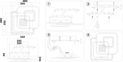 Настенно-потолочный светодиодный светильник с пультом Ambrella Comfort LineTech FL5055