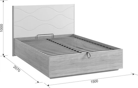 Зара Кровать с подъемным механизмом Люкс 140х200 см, цвет дуб сонома/белый Mebelson (арт.SMZ-07.1623)