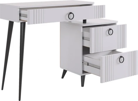 Ева Туалетный столик (без зеркала) Mebelson (ЛДСП,МДФ,ПВХ,Пластик/Светлое дерево,Белый) арт.TS-01.3101