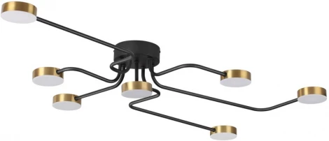 Потолочная люстра на штанге Lumion Flin 6532/99CL черный, латун LED 100W 3000-6000K 4547Лм 220V Flint (пульт управления)