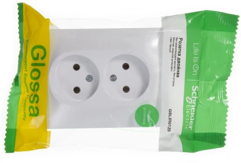 Розетка встраиваемая двойная без заземления (белый) Systeme Electric Glossa GSL000120