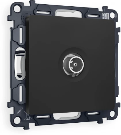 Комплект механизма Ambrella Volt TV розетки проходной ALFA MA813030 Черный матовый 5-1000 MHz 4dB QUANT