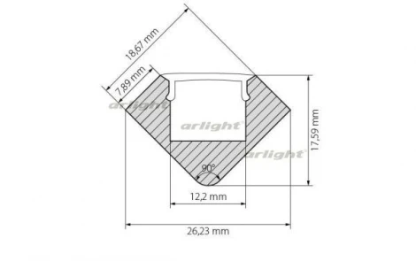 Профиль с экраном ALU-D45-2000 ANOD+FROST (Алюминий) 018252 Arlight