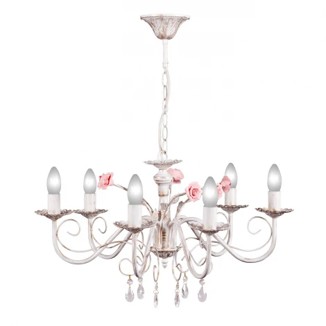Люстра подвесная Day&Night, 6 ламп, белый с золотом, розовым и прозрачным