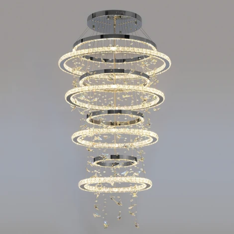 Подвесная люстра каскадная Citilux Etera CL322090 (регулировка яркости, LED, подвески, пульт управления, на тросе, кольцо, бабочки)