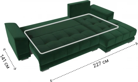 Диван угловой НордСтар правый угол (Зеленый/Велюр) Лига Диванов арт.121108