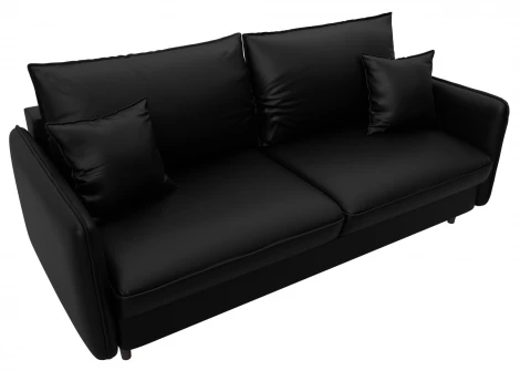 Диван прямой Лига-064 НПБ (ДСП/Дерево/Экокожа/Черный) Лига Диванов 129929