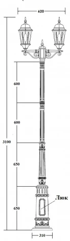 Наземный фонарь ASTORIA 2M 91410MA/E7 Bl овал Oasis Light (220V, фонарь, IP44)