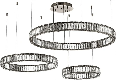 Подвесная люстра светодиодная хрустальная Dio D'Arte Caneva Caneva L 1.5.80+60+40.100 N (220V, на тросе, кольцо)