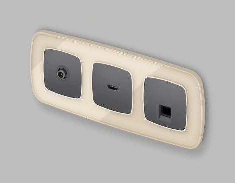 Лицевая панель Ambrella Volt OMEGA (Антрацит серый) для компьютерной/телефонной розетки RJ-45/RJ-11 QUANT OP6620