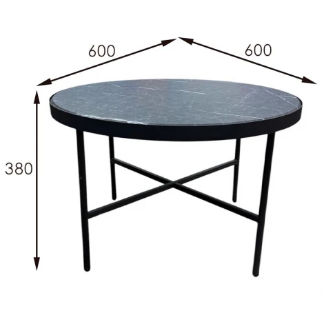 Стол журнальный МеталлАрт М011 БОЛЬШОЙ черный мрамор/черный Mebelik 009513