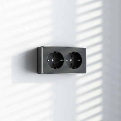 Розетка двойная с заземлением Gallant Werkel W5072134 (черный с серебром)