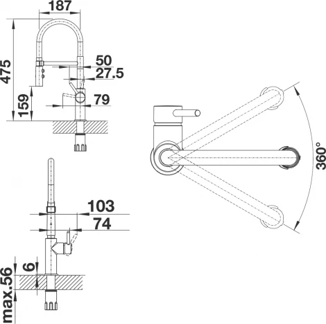 Смеситель Blanco Catris-S Flexo 525792 для кухонной мойки
