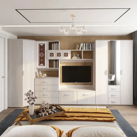 Шкаф БТС трехдверный для одежды Белла, ясень белый