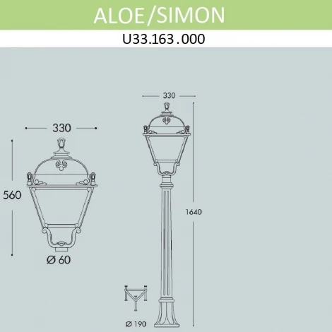 Наземный фонарь Fumagalli Simon U33.163.000.VXH27 (220V, IP55)