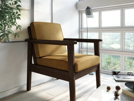 Кресло Arsko Лориан орех велюр горчичный