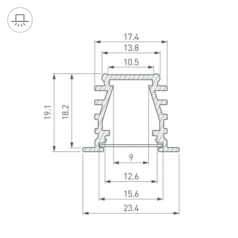 Профиль TOP-DEEP-F-2000 ANOD (K13,P15) (Алюминий) 016971 Arlight