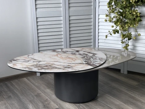 Стол кофейный NIKLAS TL-312 испанская керамика, стекло / МДФ окраш. /темно-серый МДФ каркас ®DISAUR (арт.626M05805)