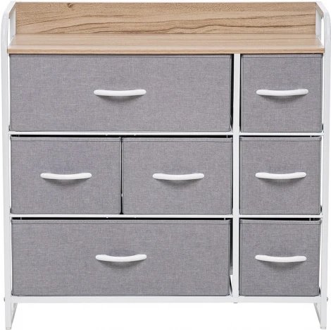 Комод Leset Ноа 7 ящ., Каркас Белый, Светло-серый Leset (Искусственный лен/Светло-серый) арт.2500000183461