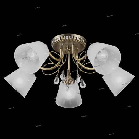 Люстра потолочная Natali Kovaltseva Majestic, 5 плафонов, бронза с белым и прозрачным
