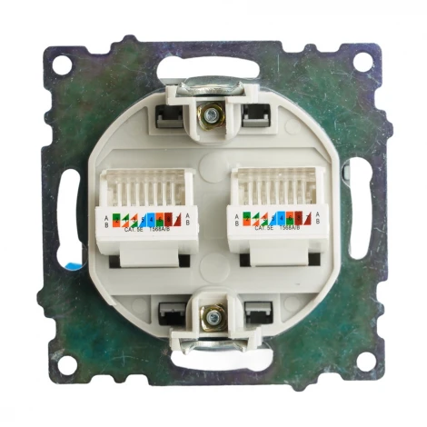 Розетка Ethernet RJ-45 двойная (графит) Stekker Катрин 50008