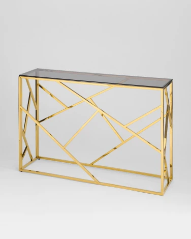 Консоль Stool Group АРТ ДЕКО 115*30 золото стекло smoke УТ000001966