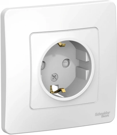 Розетка встраиваемая с заземлением и шторками (белый) Systeme Electric Blanca BLNRS001111