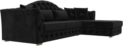 Диван угловой Артис правый угол (Черный/Велюр) Лига Диванов арт.121581