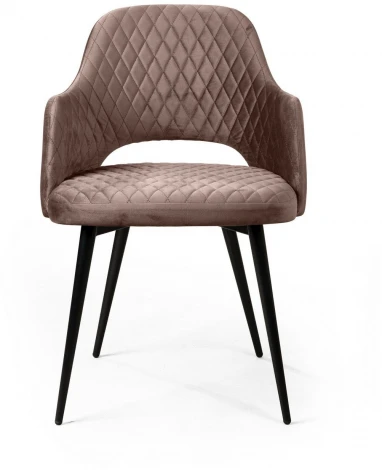 Стул William с подлокотниками ромб, бархат пепельно-бежевый 25/ черный конус Top Concept custom 74738