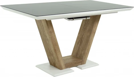 Стол Аврора Торонто 140, Белый с чёрным стеклом/Ель умбра, белый