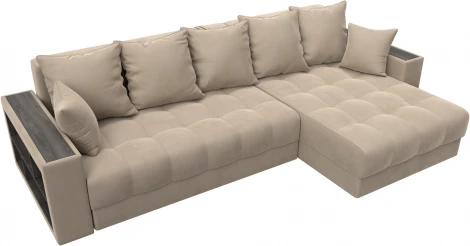 Диван угловой с декором и полкой Лига-050 НПБ Лига Диванов (Велюр) арт.128591