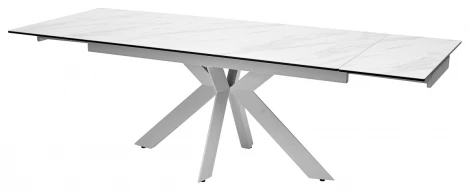 Стол BELLUNO 160 MARBLES KL-99 Белый мрамор матовый, итальянская керамика/ белый каркас