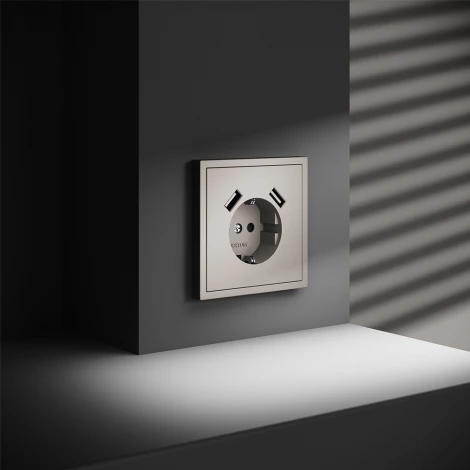Розетка с заземлением, шторками и USBх2 (кашемир) Voltum S70 VLS040403