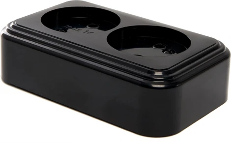 Розетка двойная без заземления (черный) Stekker Брест 39694