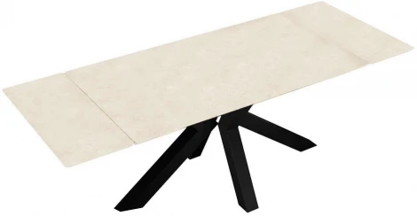 Стол DikLine SFE140 Керамика Krater Perla (бежевый матовый)/подстолье черное/опоры черные (2 уп.) арт.00-00075478