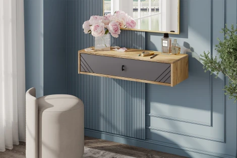 Стол туалетный Арника навесной Байкал, Дуб Золотой, Графит