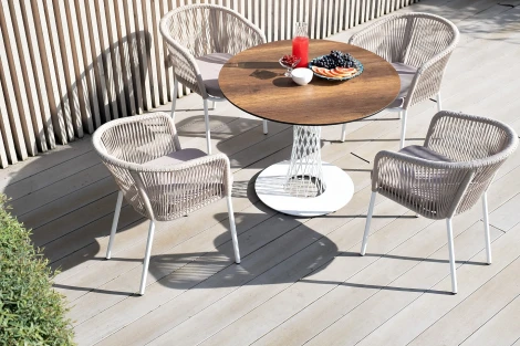 "Диего" обеденная группа на 4 персоны, круглый стол "дуб", цвет бежевый 4SIS арт.УТ-00003586