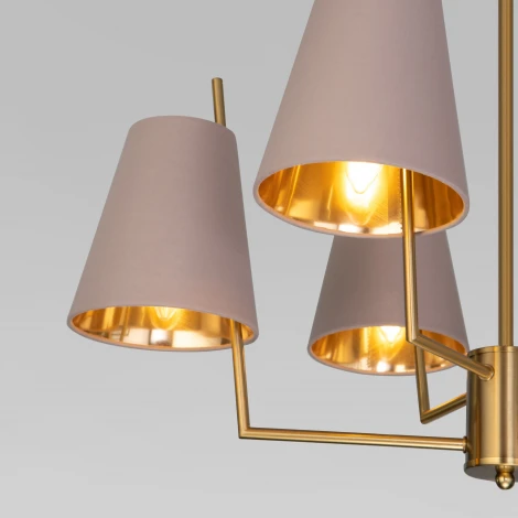 Потолочная люстра Wi-Fi на штанге Eurosvet Topanga 60173/6 латунь (220V, управление смартфоном, голосовое управление, умный дом - Minimir Home, Алиса, Маруся, Салют)