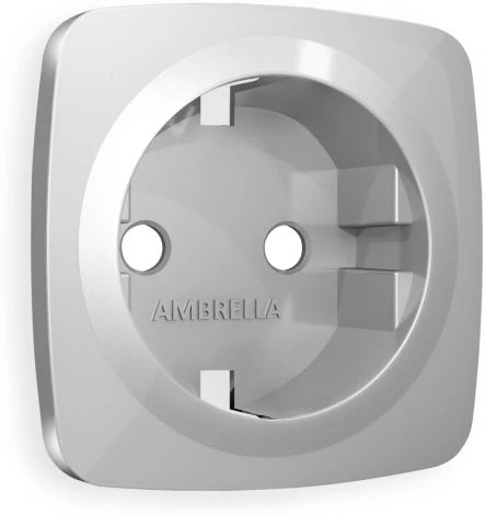 Лицевая панель Ambrella Volt OMEGA (Серебро глянец) для электрической розетки с заземлением QUANT OP4060