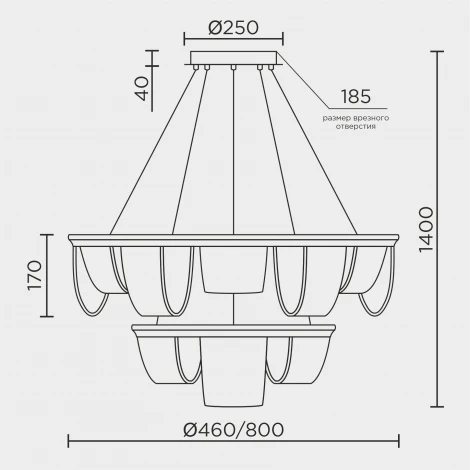 Подвесной светильник светодиодный с пультом с регулировкой цветовой температуры LED4U L7706-800-460 GD