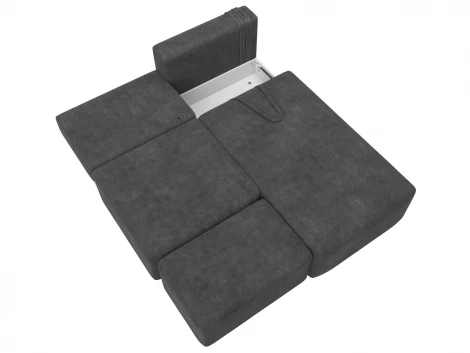 Диван угловой модульный с пуфом Лига-060 НПБ угол универсальный (ЛДСП,Брус,Фанера/Пластик/Велюр/Темно-серый) Лига Диванов 129694