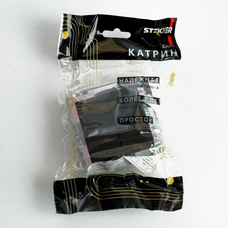 Переключатель двухклавишный (черный) Stekker Катрин 49167