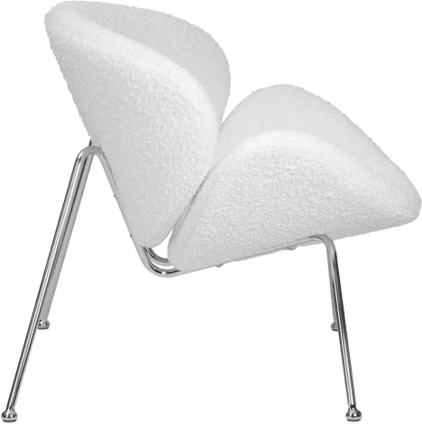 Кресло дизайнерское DOBRIN EMILY (белый (букле) ткань , хромированная сталь) 72-LMO EMILY, цвет сиденья букле белый, основания сталь