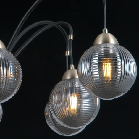 Потолочная люстра на штанге ILLUMICO IL0433-8PSQ-79 BK AB (220V, шар)