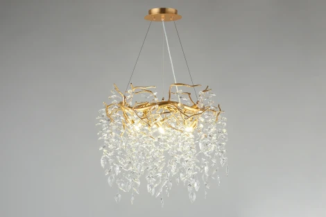 Подвесная люстра Aployt Gertunia APL.847.03.10 (220V, хрусталь, на тросе, листья, ветки)