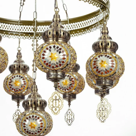 Подвесная люстра с подвесками Citilux Каир CL419185 Мозаика янтарь