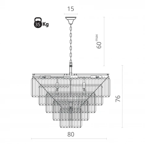 Подвесная люстра Divinare Nova 3001/02 LM-13 (220V, хрусталь, на цепи)